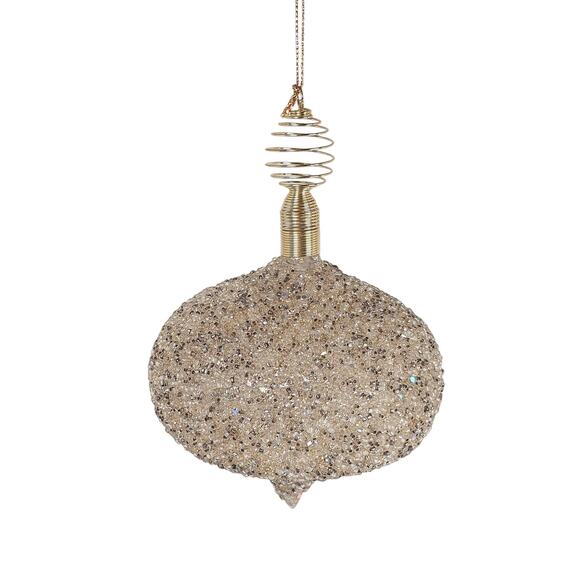 Beaded Onion Shape Christmas Ornament Gold Silver 5x4.5" Holiday Decor Christmas - Picture 16 of 16